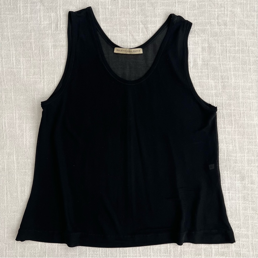 Balenciaga Sheer Tank Top • Size 40 • Black